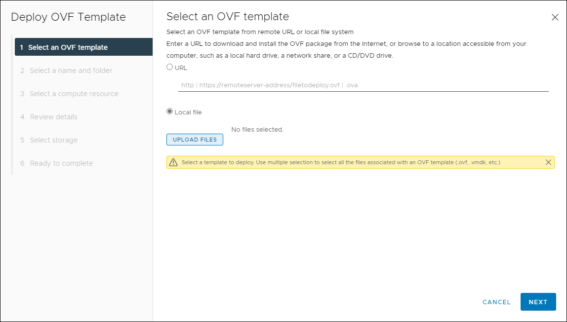 Select OVF Template step