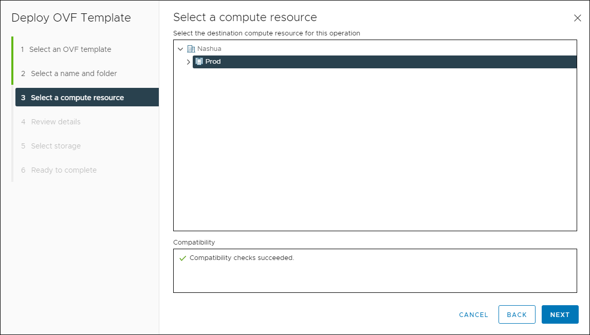 Select a Compute Resource step