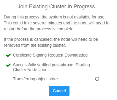 Cluster Join Progress