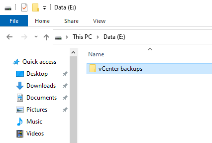Folder for storing backups