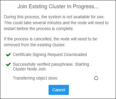 Progression de l'adhésion au cluster