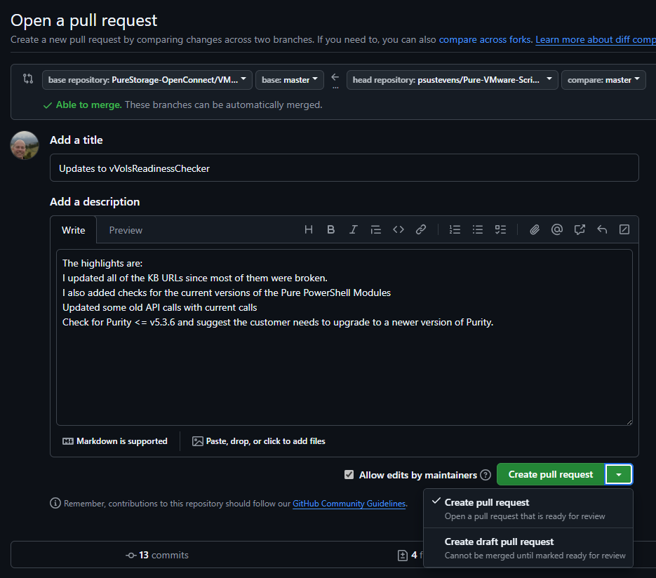 Create the pull request